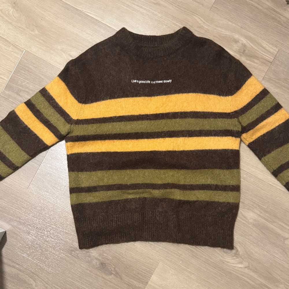 Striped Brown and Yellow Men's Sweater